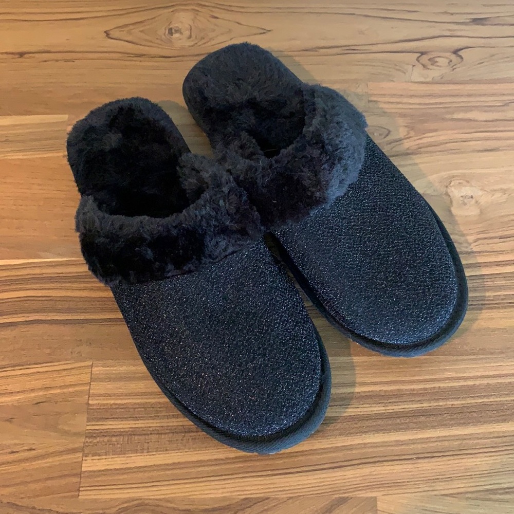 New Hounds Black Glitter Scuff Slippers Size 9/10